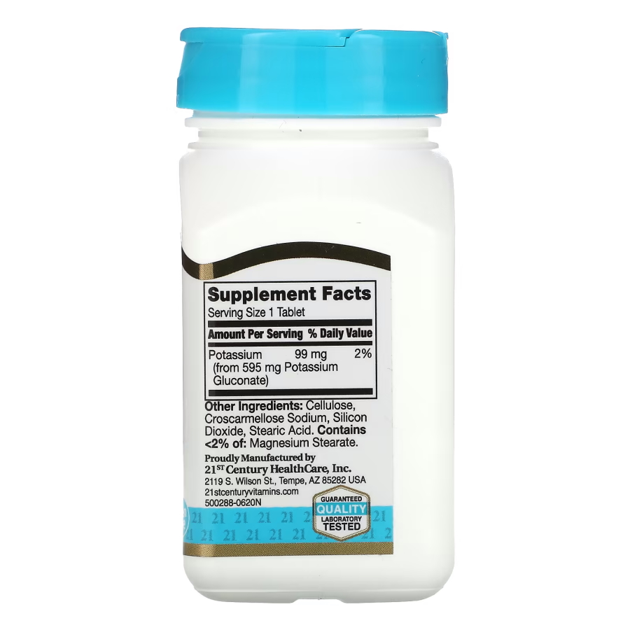Вітаміни та мінерали 21st Century Potassium Gluconate 595 mg, 110 таблеток. Фото 2