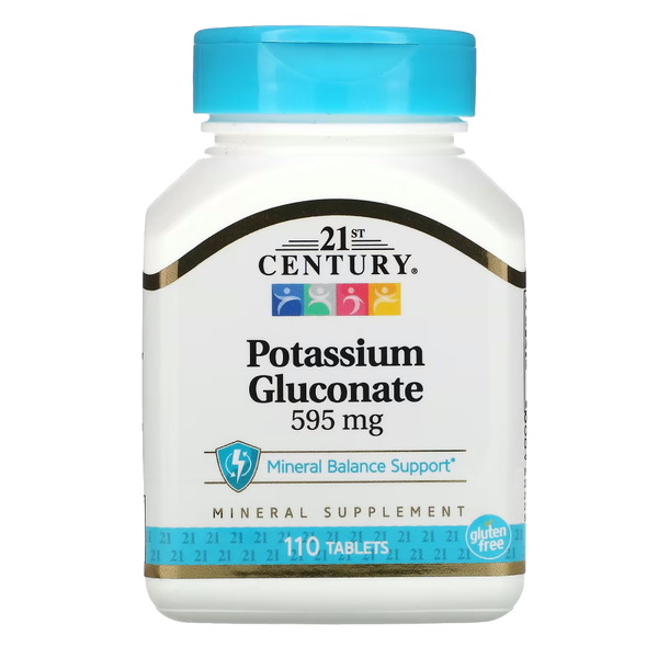 Вітаміни та мінерали 21st Century Potassium Gluconate 595 mg, 110 таблеток