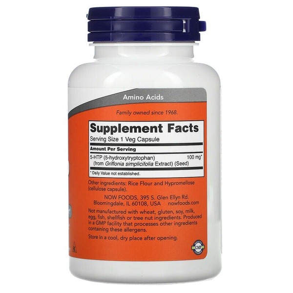 Амінокислота NOW 5-HTP 100 mg, 120 вегакапсул. Фото 2