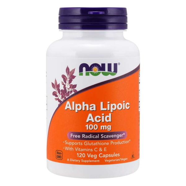 Натуральна добавка NOW Alpha Lipoic Acid 100 mg, 120 вегакапсул