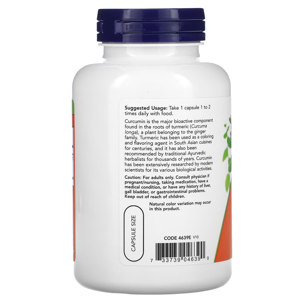 Натуральна добавка NOW Curcumin, 120 вегакапсул. Фото 3