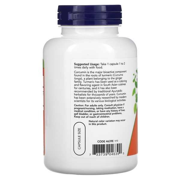 Натуральна добавка NOW Curcumin, 120 вегакапсул. Фото 3