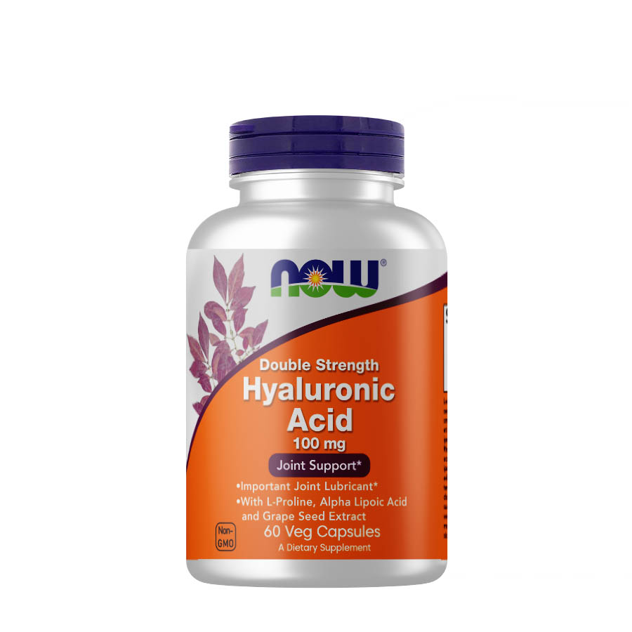 Препарат для суглобів і зв'язок NOW Hyaluronic Acid 100 mg Double Strength, 60 вегакапсул