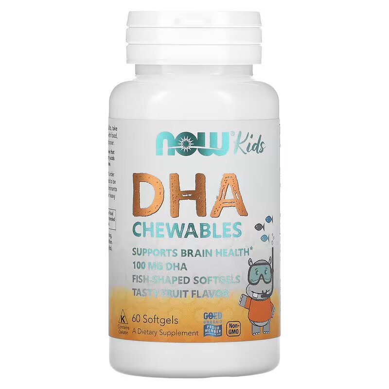 ДГК для дітей NOW Kids DHA 100 mg Chewables, 60 капсул Капсули у формі рибок