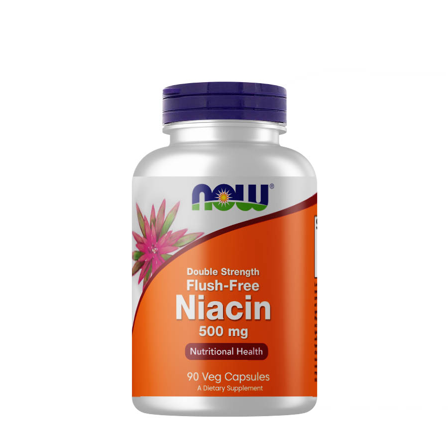 Вітаміни та мінерали NOW Flush-Free Niacin 500 mg Double Strength, 90 вегакапсул