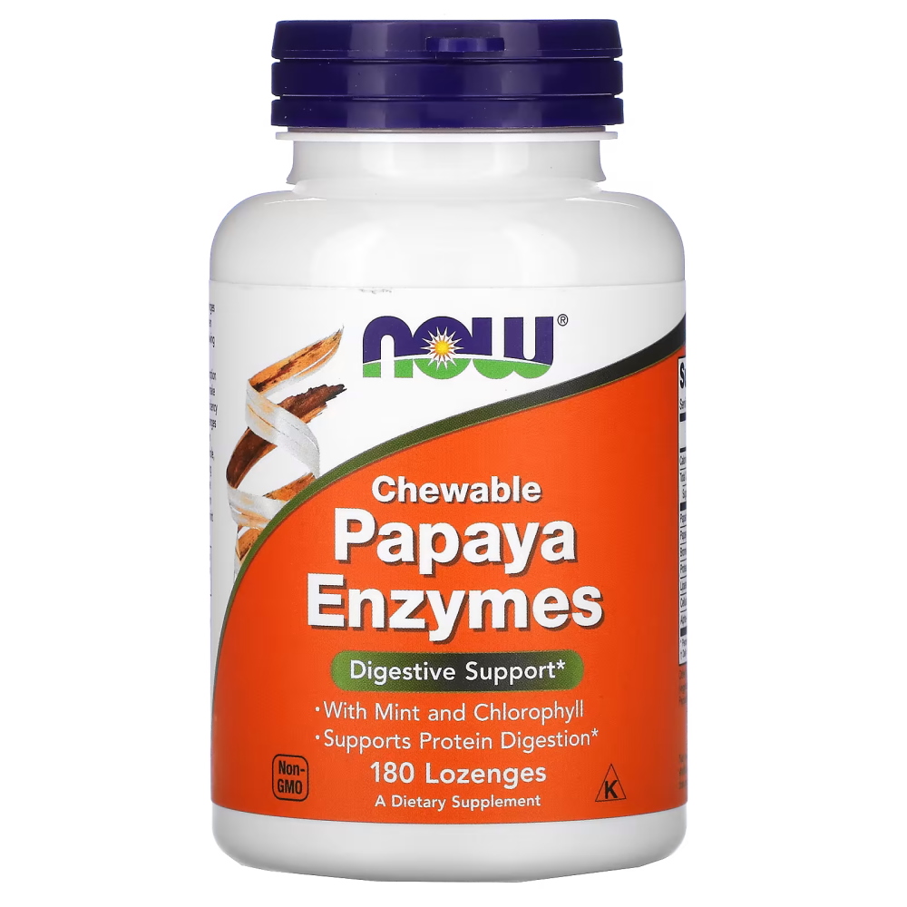 Натуральна добавка NOW Papaya Enzymes, 180 жувальних таблеток