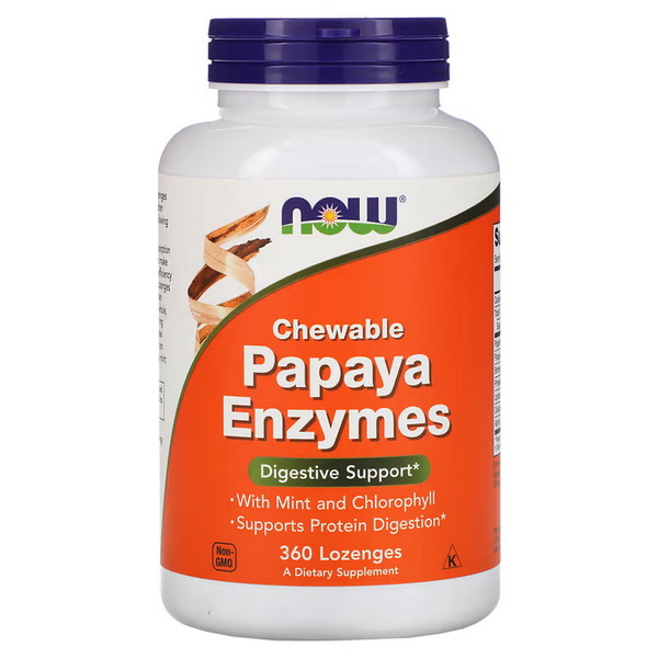 Натуральна добавка NOW Papaya Enzymes, 360 жувальних таблеток