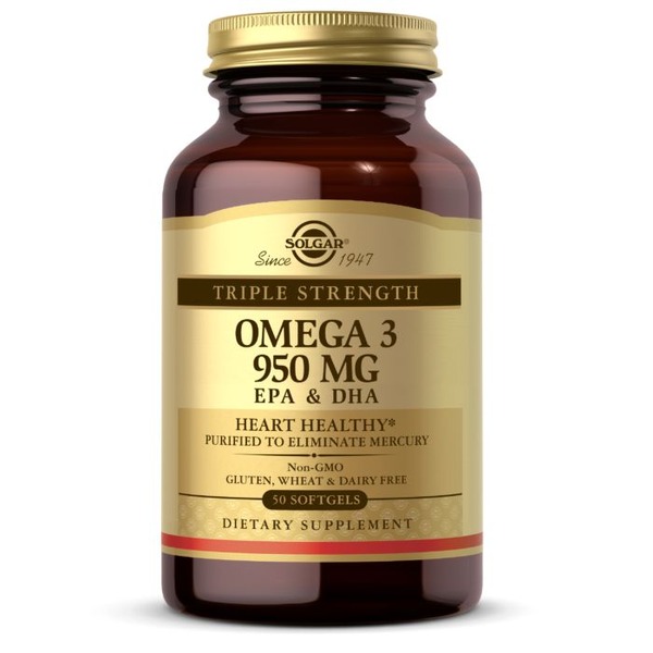 Жирні кислоти Solgar Omega 3 950 mg Triple Strength, 50 капсул