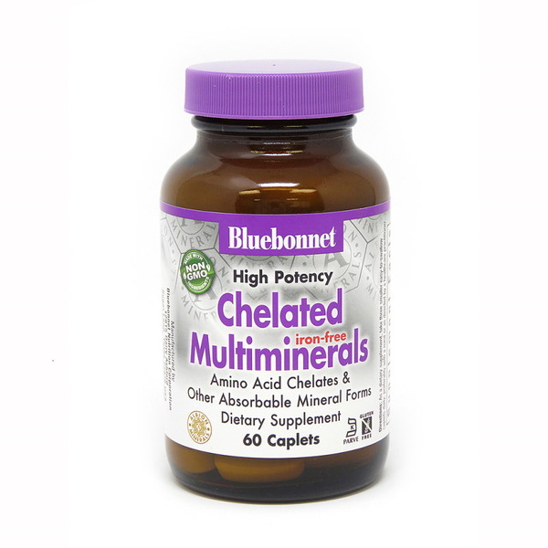 Вітаміни та мінерали Bluebonnet Nutrition Albion Chelated Multiminerals Iron free, 60 каплет