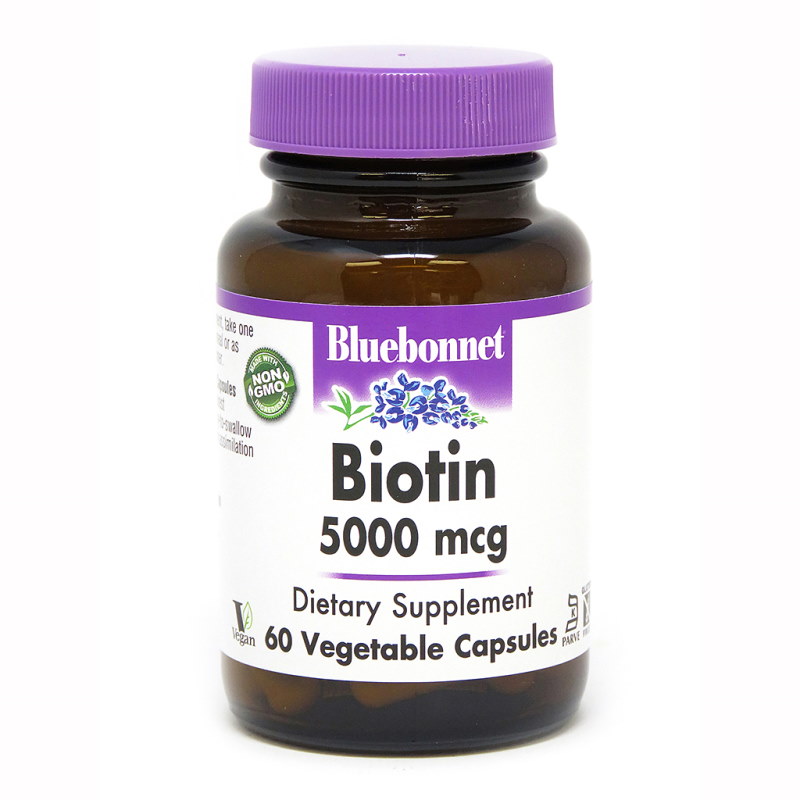 Вітаміни та мінерали Bluebonnet Nutrition Biotin 5000 mg, 60 вегакапсул