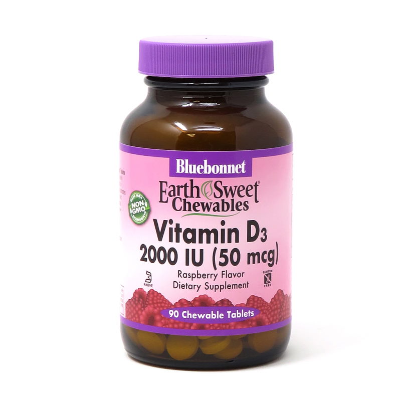 Вітаміни та мінерали Bluebonnet Nutrition Earth Sweet Chewables Vitamin D3 2000 IU, 90 жувальних таблеток