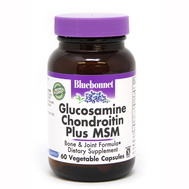 Препарат для суглобів і зв'язок Bluebonnet Nutrition Glucosamine Chondroitin plus MSM, 60 вегакапсул