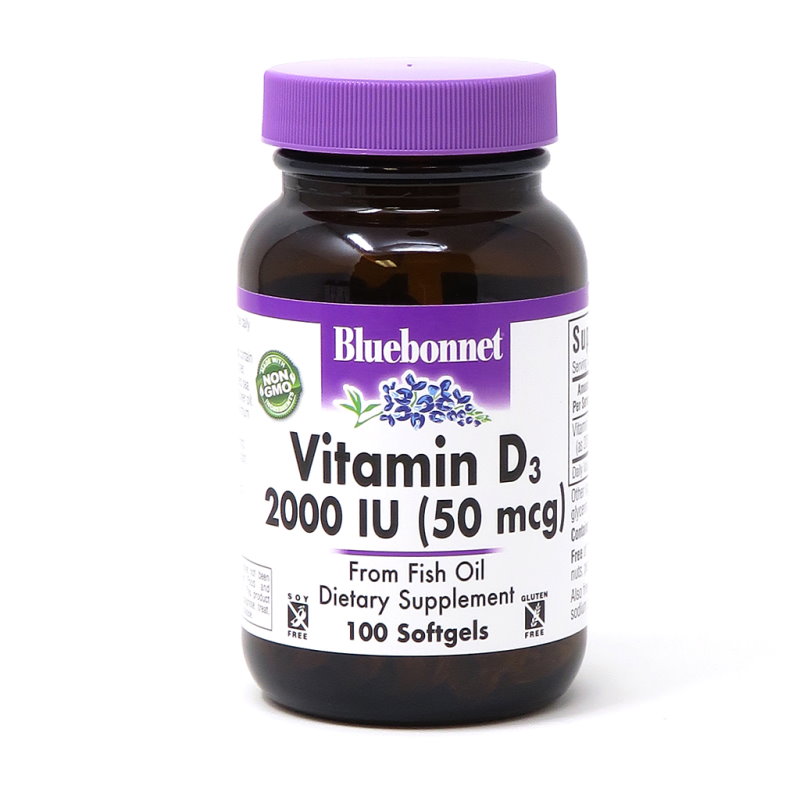 Вітаміни та мінерали Bluebonnet Nutrition Vitamin D3 2000 IU, 100 капсул