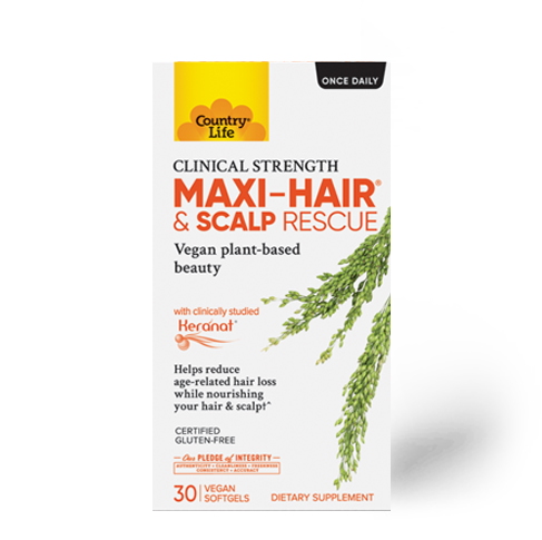 Натуральна добавка Country Life Maxi-Hair and Scalp Rescue, 30 капсул
