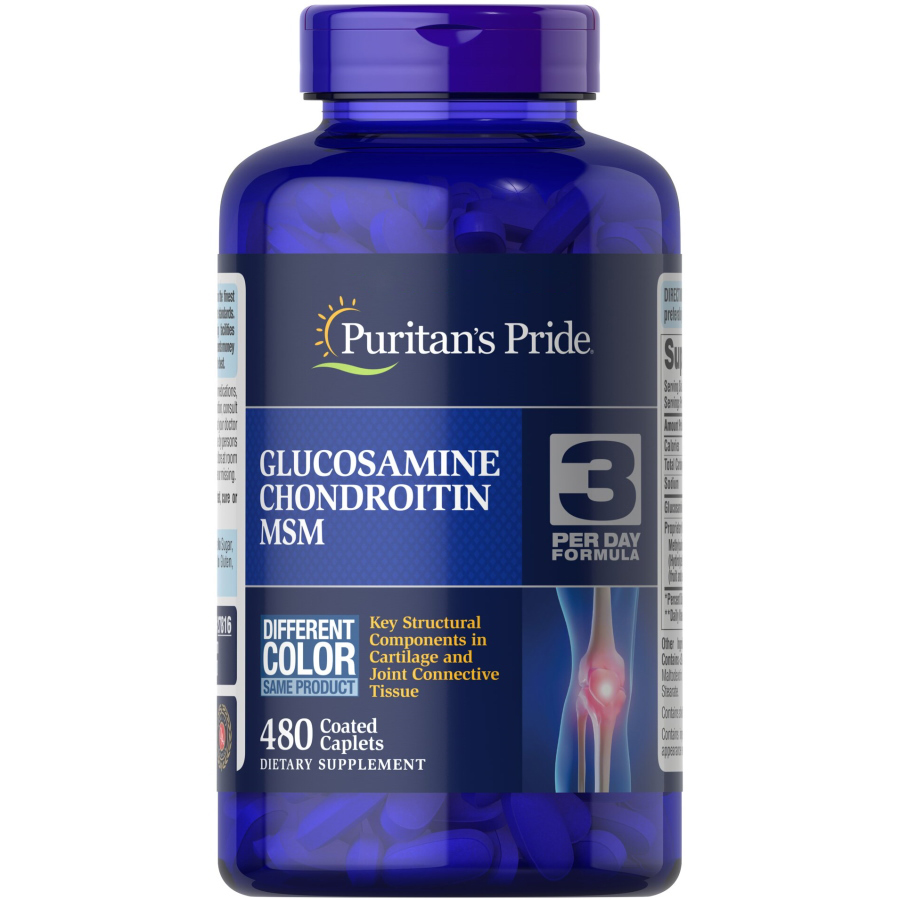Препарат для суглобів і зв'язок Puritan's Pride Chondroitin Glucosamine MSM 3 Per Day Formula, 480 каплет