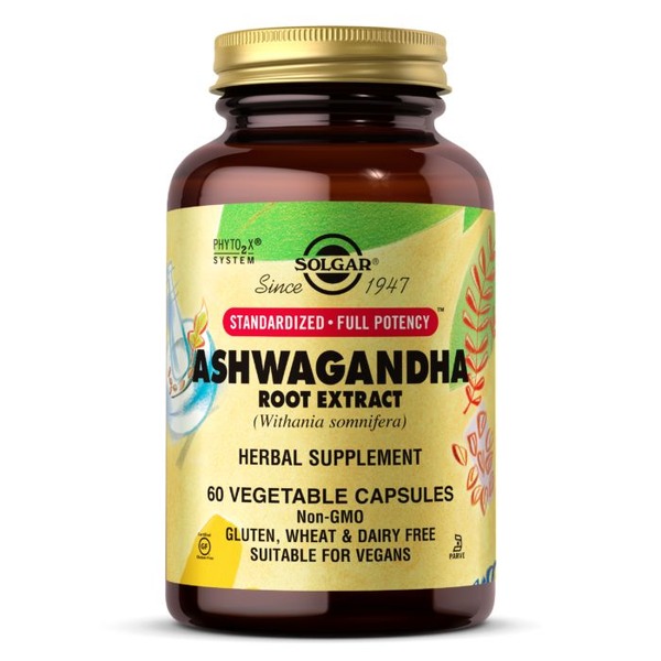 Натуральна добавка Solgar Ashwagandha Root Extract Standardized Full Potency, 60 вегакапсул