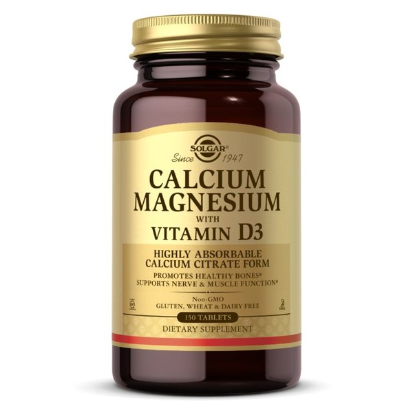 Вітаміни та мінерали Solgar Calcium Magnesium with Vitamin D3, 150 таблеток