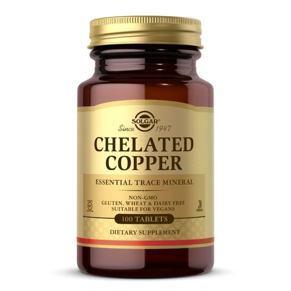 Вітаміни та мінерали Solgar Chelated Copper, 100 таблеток