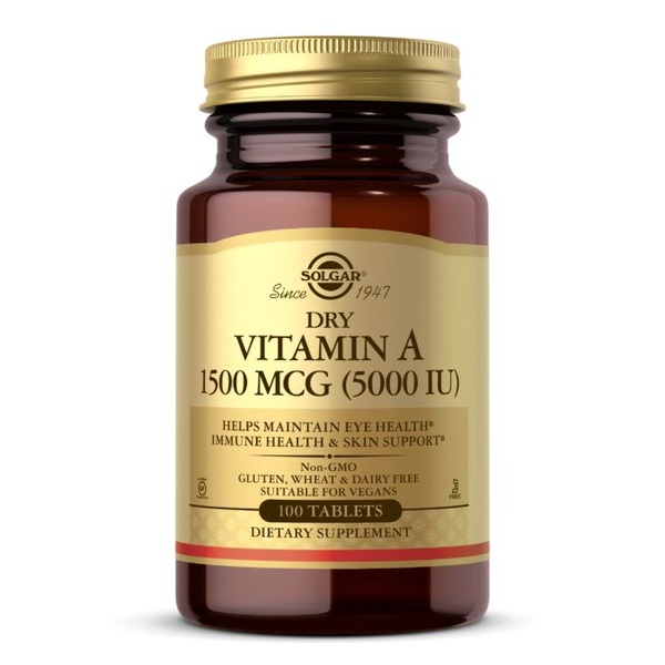 Вітаміни та мінерали Solgar Dry Vitamin A 1500 mcg, 100 таблеток
