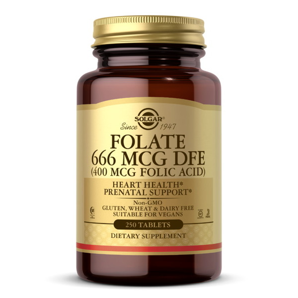 Вітаміни та мінерали Solgar Folate 666 mcg (Folic Acid 400 mcg), 250 таблеток