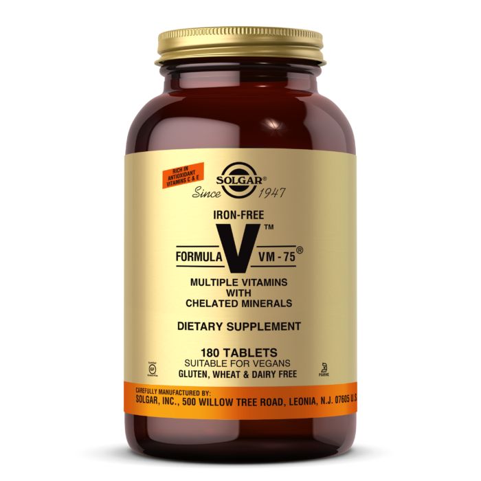 Вітаміни та мінерали Solgar Formula V VM-75 iron free, 180 таблеток