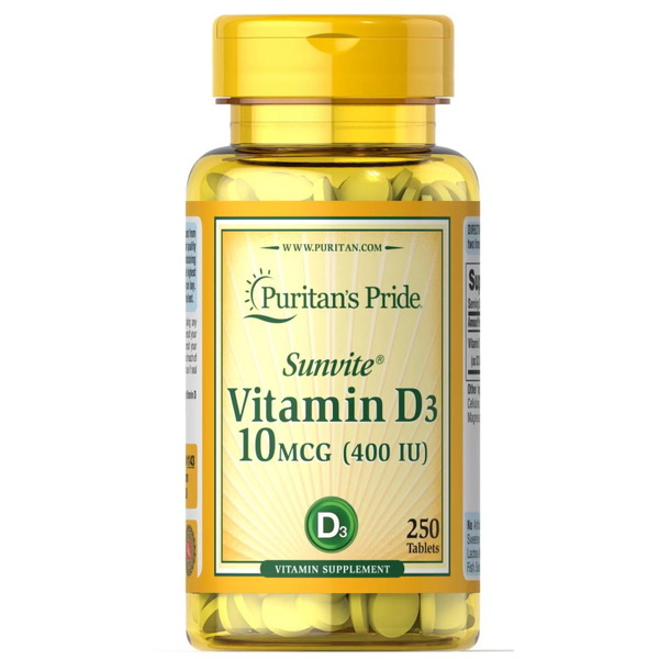 Вітаміни та мінерали Puritan's Pride Vitamin D3 400 IU, 250 таблеток