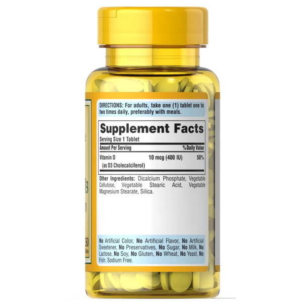 Вітаміни та мінерали Puritan's Pride Vitamin D3 400 IU, 250 таблеток. Фото 2