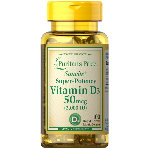 Вітаміни та мінерали Puritan's Pride Vitamin D3 2000 IU, 100 капсул