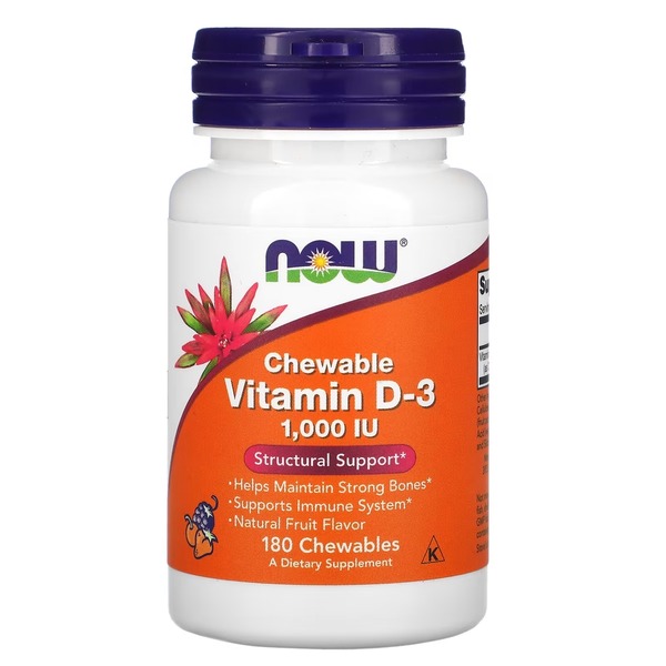 Вітаміни та мінерали NOW Vitamin D3 1000 IU, 180 жувальні таблетки