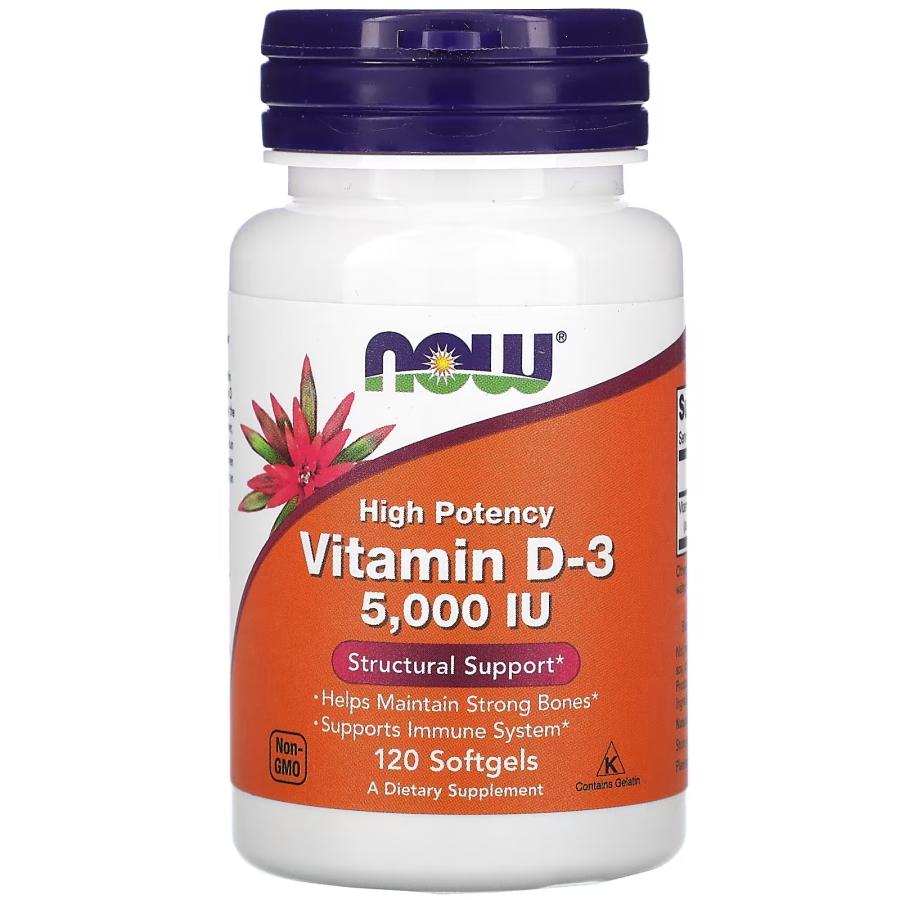 Вітаміни та мінерали NOW Vitamin D3 5000 IU, 120 капсул