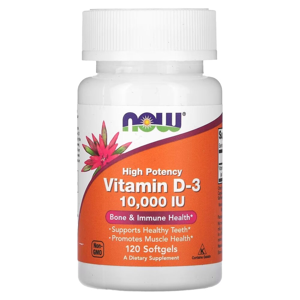 Вітаміни та мінерали NOW Vitamin D3 10000 IU, 120 капсул