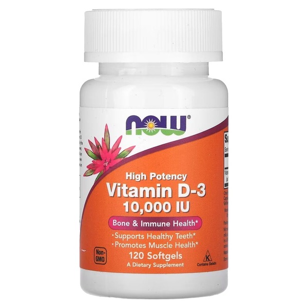 Вітаміни та мінерали NOW Vitamin D3 10000 IU, 120 капсул