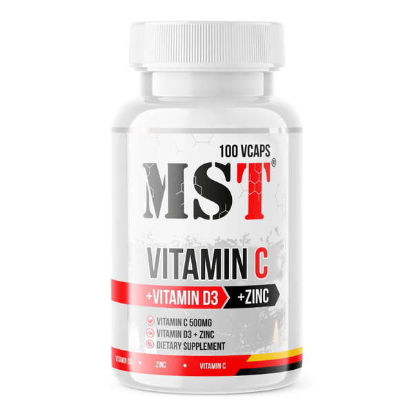 Вітаміни та мінерали MST Nutrition Vitamin C + D3 + Zinc, 100 вегакапсул