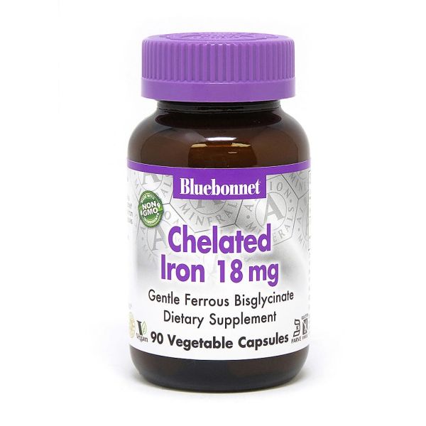 Вітаміни та мінерали Bluebonnet Nutrition Albion Chelated Iron 18 mg, 90 вегакапсул
