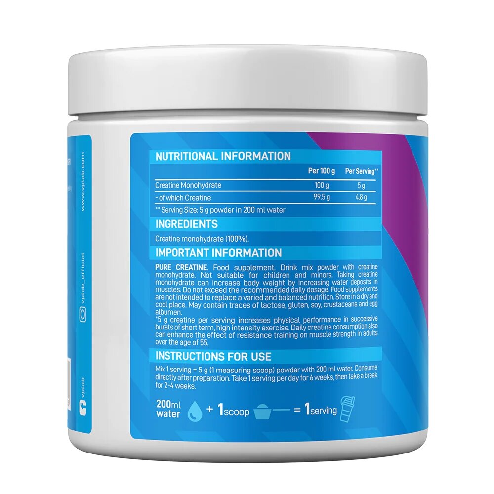 Креатин VPLab Pure Creatine, 300 грамм. Фото 2