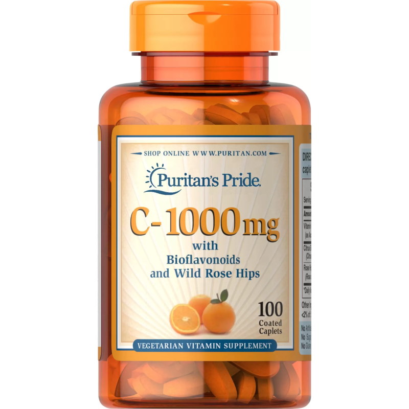 Вітаміни та мінерали Puritan's Pride Vitamin C 1000 mg with Bioflavonoids & Rose Hips, 100 каплет