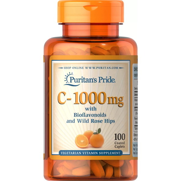 Вітаміни та мінерали Puritan's Pride Vitamin C 1000 mg with Bioflavonoids & Rose Hips, 100 каплет