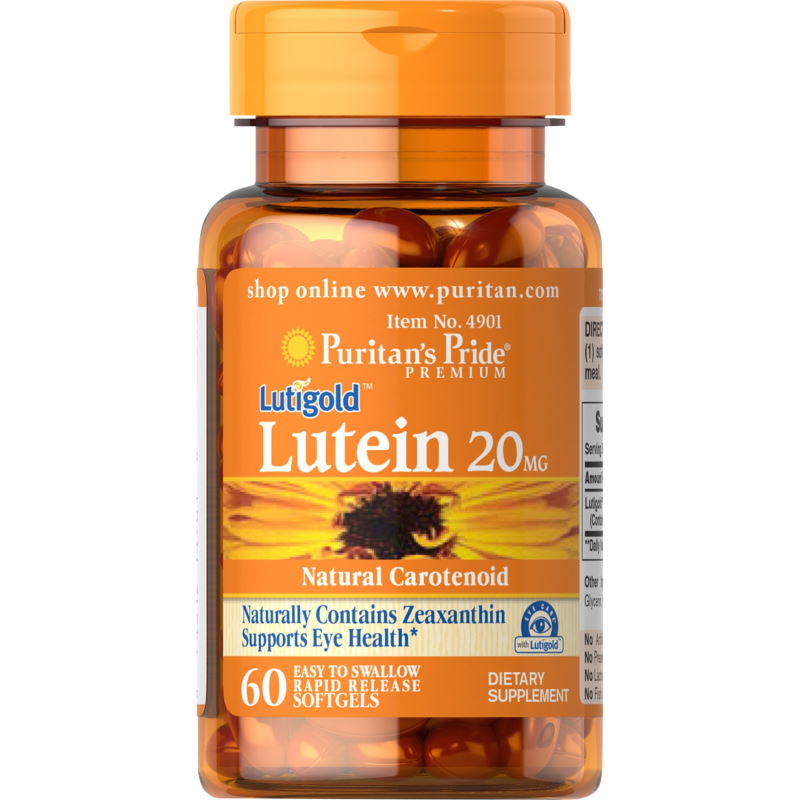 Натуральна добавка Puritan's Pride Lutein 20 mg with Zeaxanthin, 60 капсул