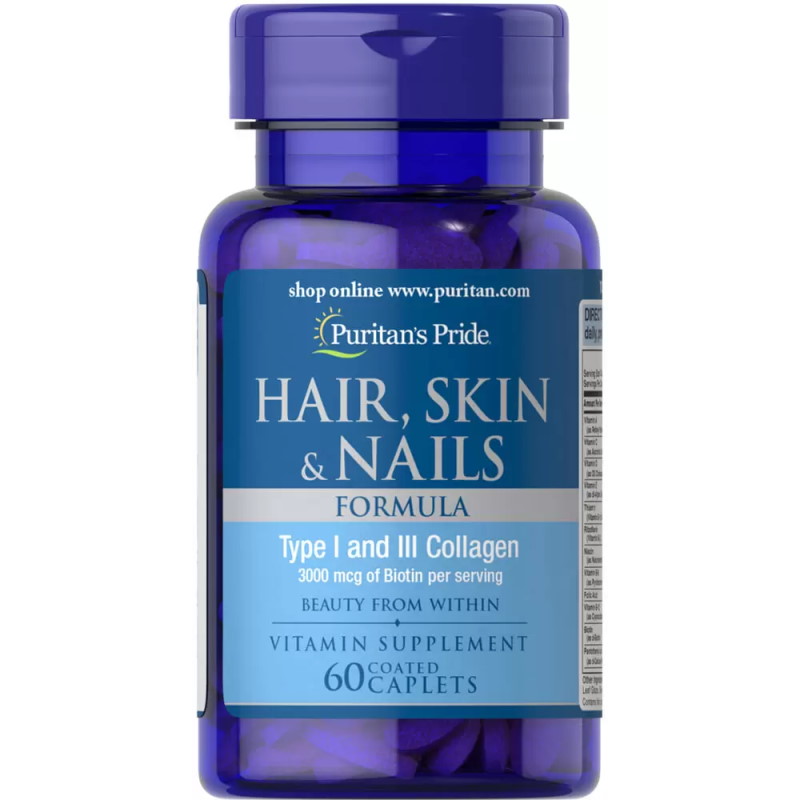 Вітаміни та мінерали Puritan's Pride Hair Skin and Nails Formula, 60 каплет