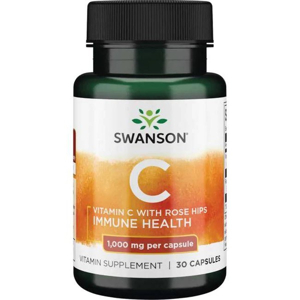 Вітаміни та мінерали Swanson Vitamin C 1000 mg with Rose Hips, 30 капсул
