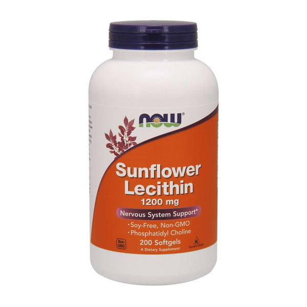 Натуральна добавка NOW Sunflower Lecithin 1200 mg, 200 капсул