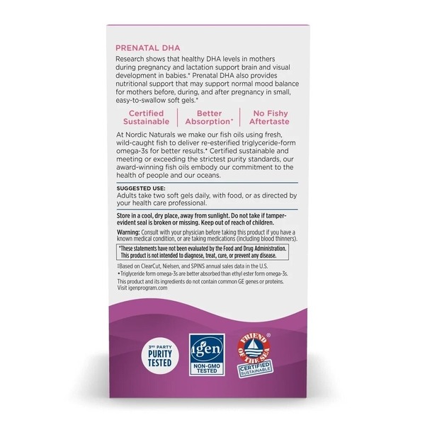 Жирні кислоти Nordic Naturals Prenatal DHA, 90 капсул. Фото 3