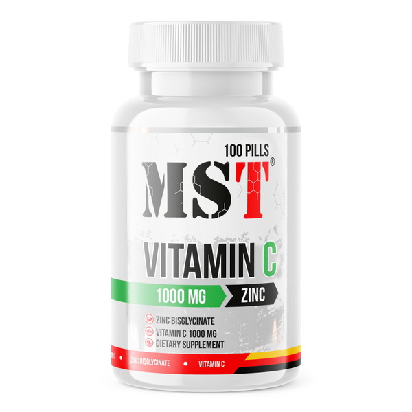 Вітаміни та мінерали MST Nutrition Vitamin C + Zinc, 100 таблеток