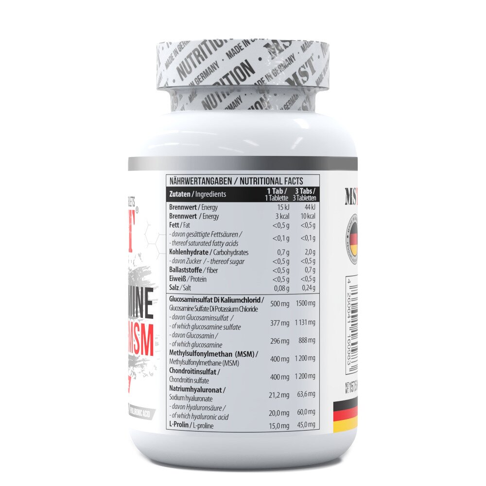Препарат для суставов и связок MST Nutrition Glucosamine Chondroitin MSM Hyaluronic Acid L-Proline, 90 таблеток. Фото 2