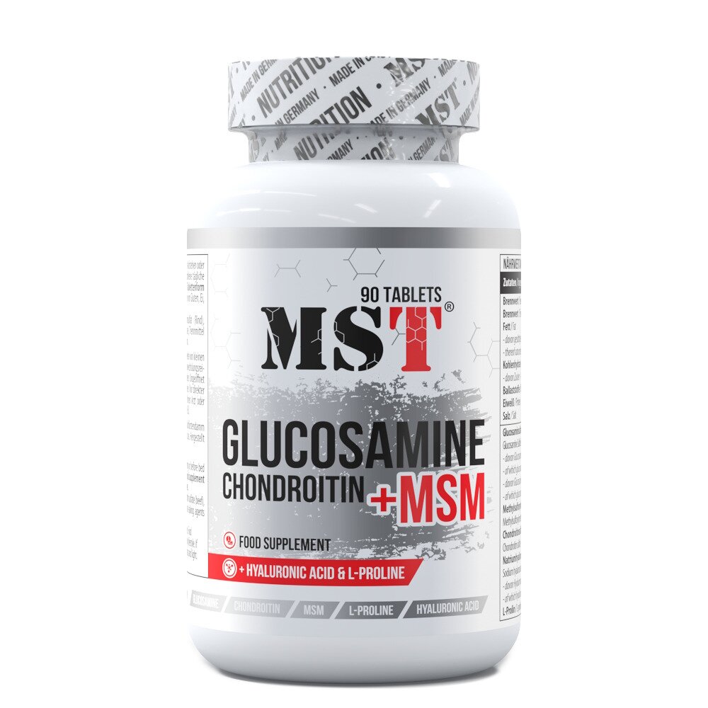 Препарат для суставов и связок MST Nutrition Glucosamine Chondroitin MSM Hyaluronic Acid L-Proline, 90 таблеток