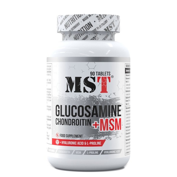 Препарат для суставов и связок MST Nutrition Glucosamine Chondroitin MSM Hyaluronic Acid L-Proline, 90 таблеток