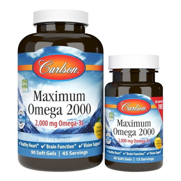 Жирні кислоти Carlson Labs Maximum Omega 2000 mg, 90+30 капсул