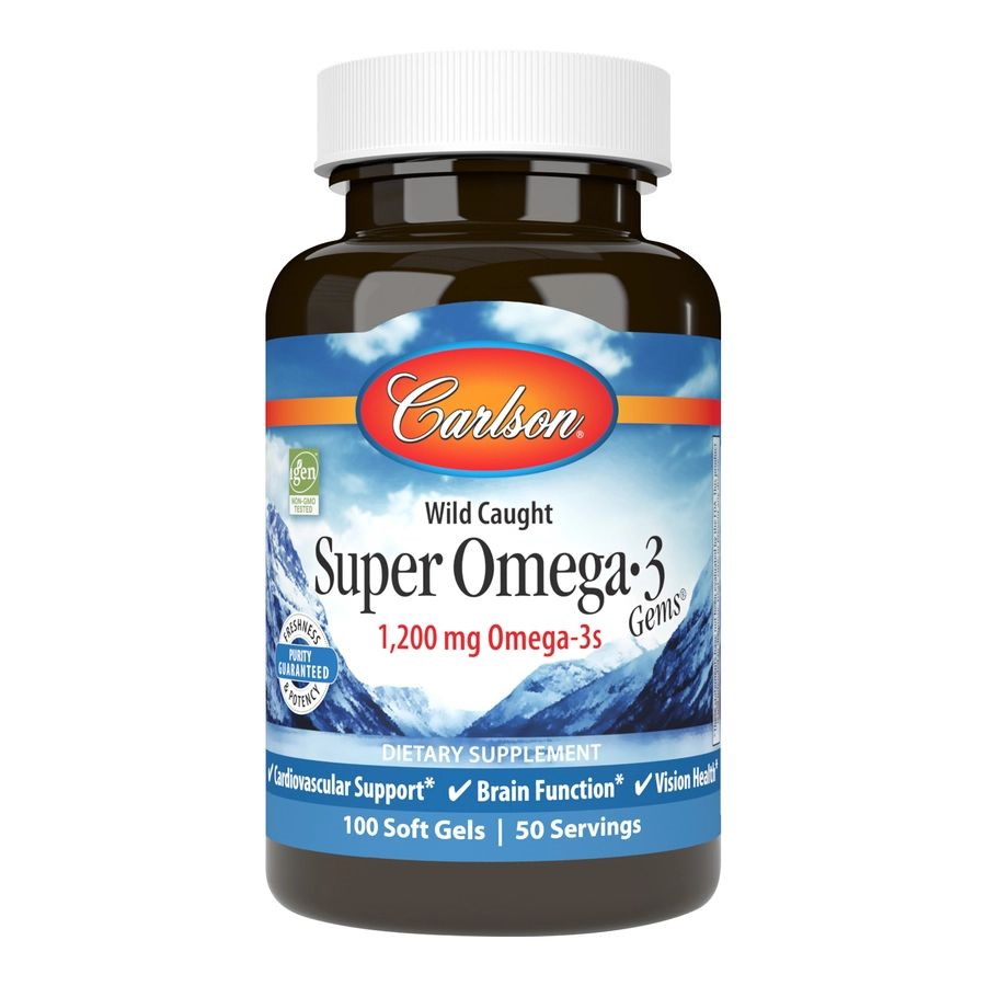 Жирні кислоти Carlson Labs Super Omega-3 Gems 1200 mg Wild Caught, 100 капсул