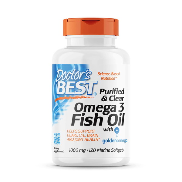 Жирные кислоты Doctor's Best Purified & Clear Omega 3 Fish Oil, 120 капсул
