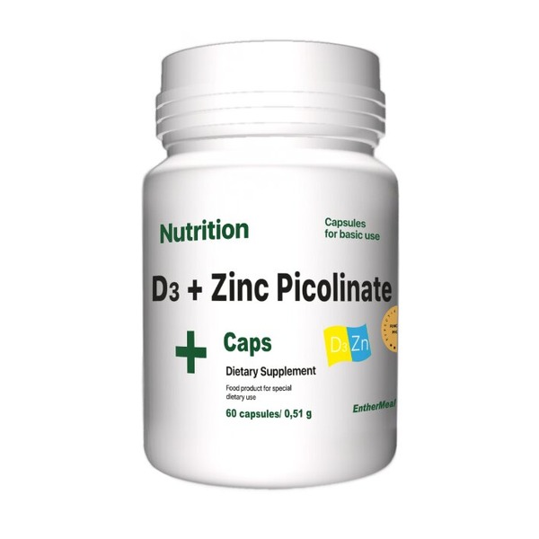 Витамины и минералы EntherMeal D3+ Zinc Picolinate, 60 капсул